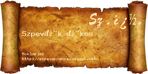 Szpevák Ákos névjegykártya